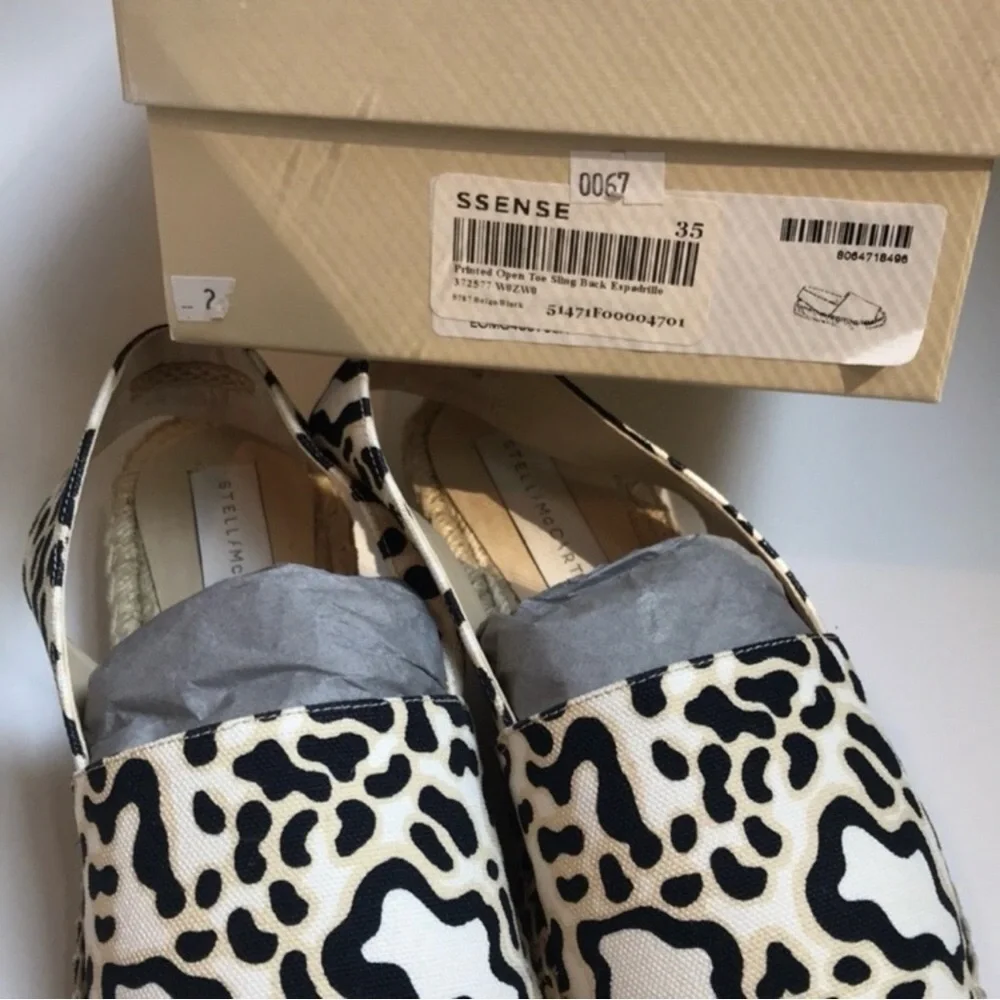 Stella McCartney Vegan Leopard Espadrille Sandals EU 35 Box